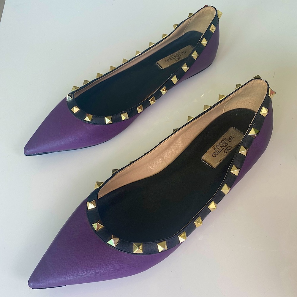 Valentino ROCKSTUD CALFSKIN BALLET FLAT 39